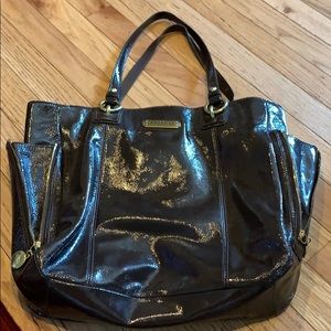 Brown leather coach purse
